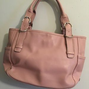 Pink leather handbag